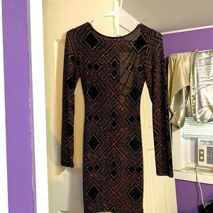 Long sleeve glittery occasion dress